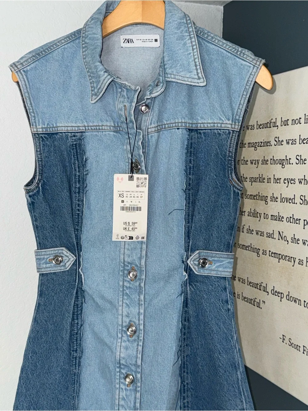 ZARA Denim Mini Dress - Picture 3 of 16